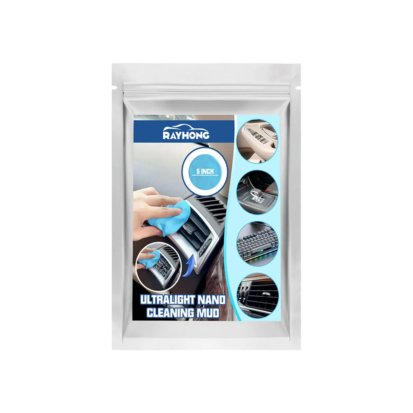 20g blue car cleaning mud pack for dust removal from interior gaps and vents.