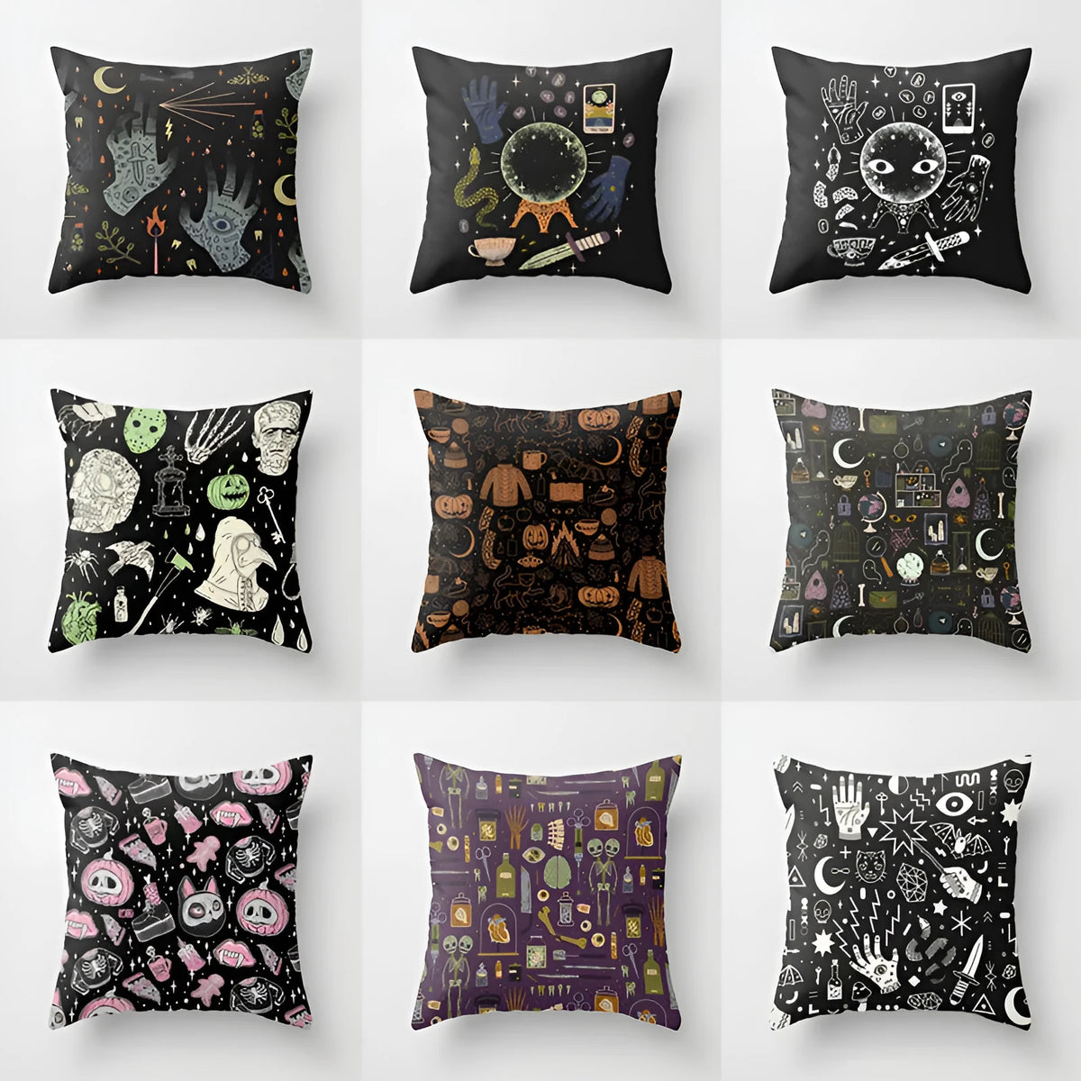 Halloween cushion cover 45cm square polyester peach skin cartoon anime pillowcase with PP cotton filling