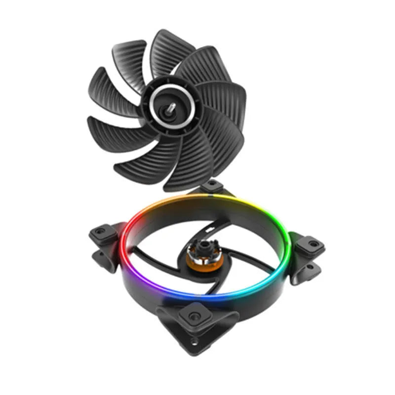Three black 12 cm RGB computer chassis fans with hydraulic bearings and adjustable speed control