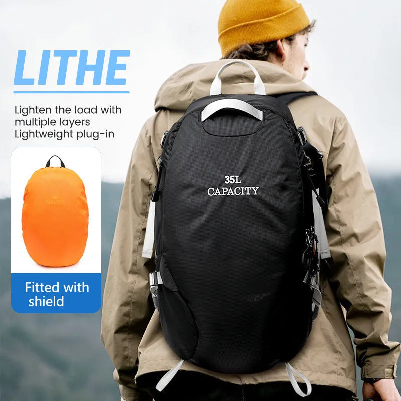 Waterproof Oxford cloth hiking backpack with physiological curve back plate in three colour options