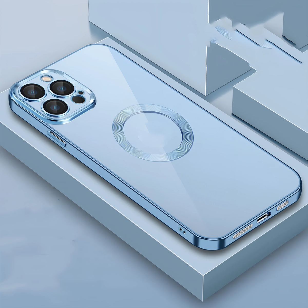 TPU phone case with electroplated glass lens film and dust net in black for iPhone 14 Pro Max