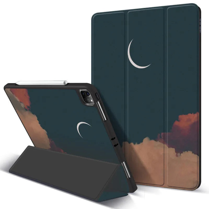 Blue gold iPad protective cover with built-in pen slot and stand mode, compatible with Apple iPad Pro 11-inch 2020