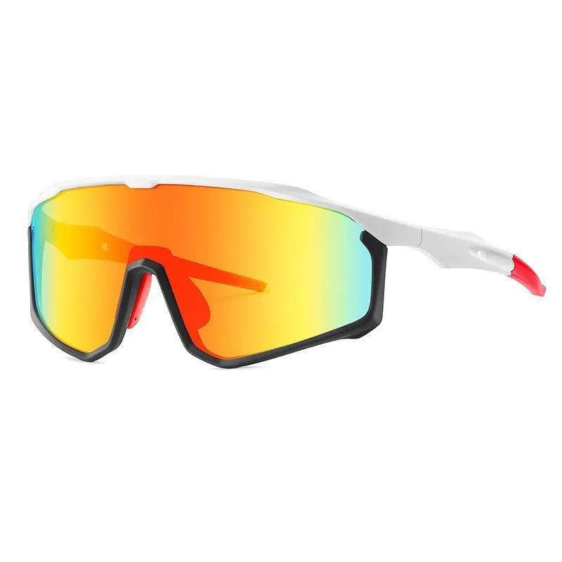 Colourful mountaineering goggles with full-frame design and PC lenses for climbing and hiking
