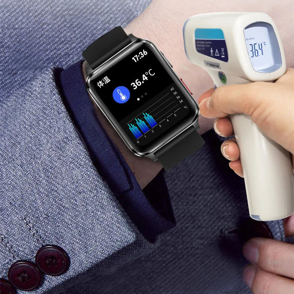 Multi-sport smartwatch with 1.7-inch tempered glass screen and silicone wristband