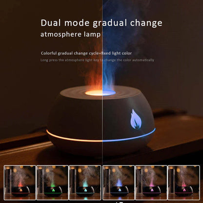 Relaxing Aroma Mist Humidifier with Soothing Flame-Like Lights, Customizable Color Gradient, and Targeted Mist Function