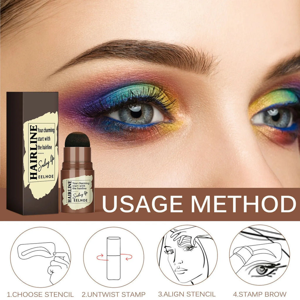 Eyebrow stamp stencil kit with 24 reusable cards, airbrush stamp, and long-lasting waterproof powder for natural brow shaping