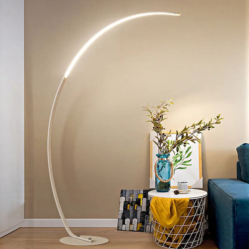 C-type fishing RGB LED floor lamp with aluminium body and 2.4G remote control in black finish