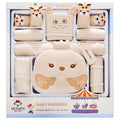 Beige cotton baby clothes set with cartoon animal prints for newborns 0-1 year