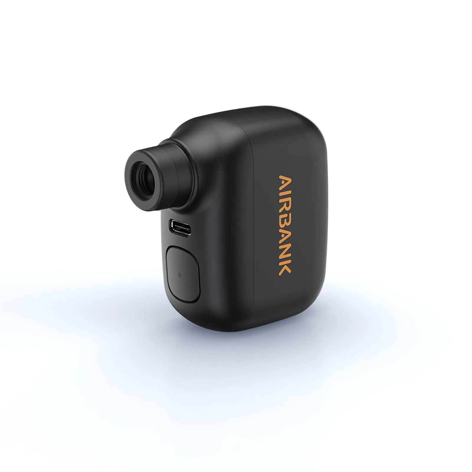 Black electric bicycle tyre inflator pump with USB charging cable and waterproof storage bag