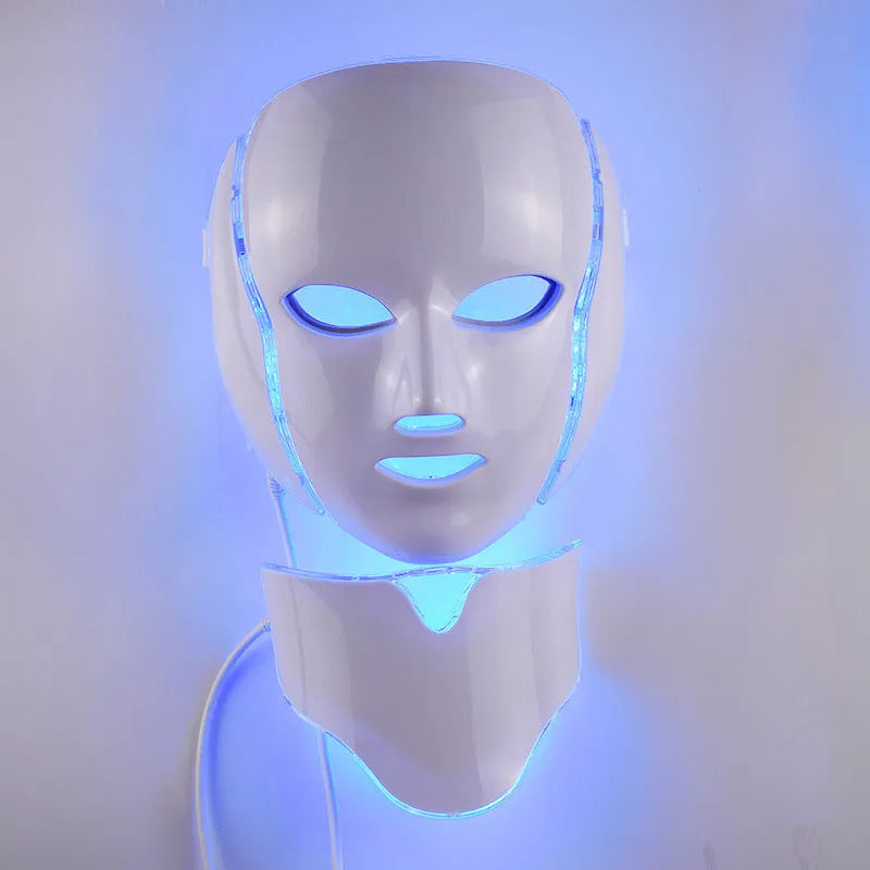 LED photon beauty mask with 192 LEDs and seven colour light therapy for face and neck