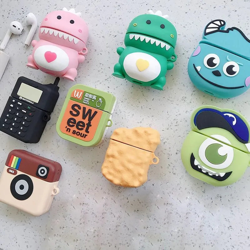 Cartoon animal design silicone case for AirPods 1 and 2 in multiple colour options