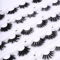 Handmade black mink hair eyelashes 25mm length on white background