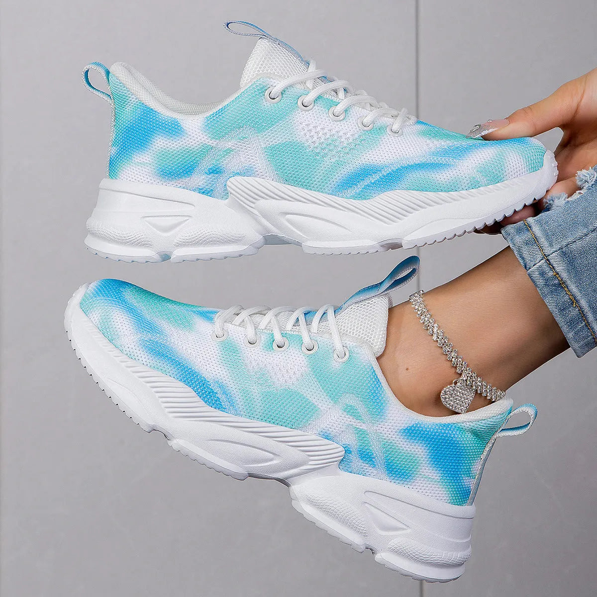 Casual flower sneakers for women white blue rose red purple Flyknit low top low heel lace-up running shoes