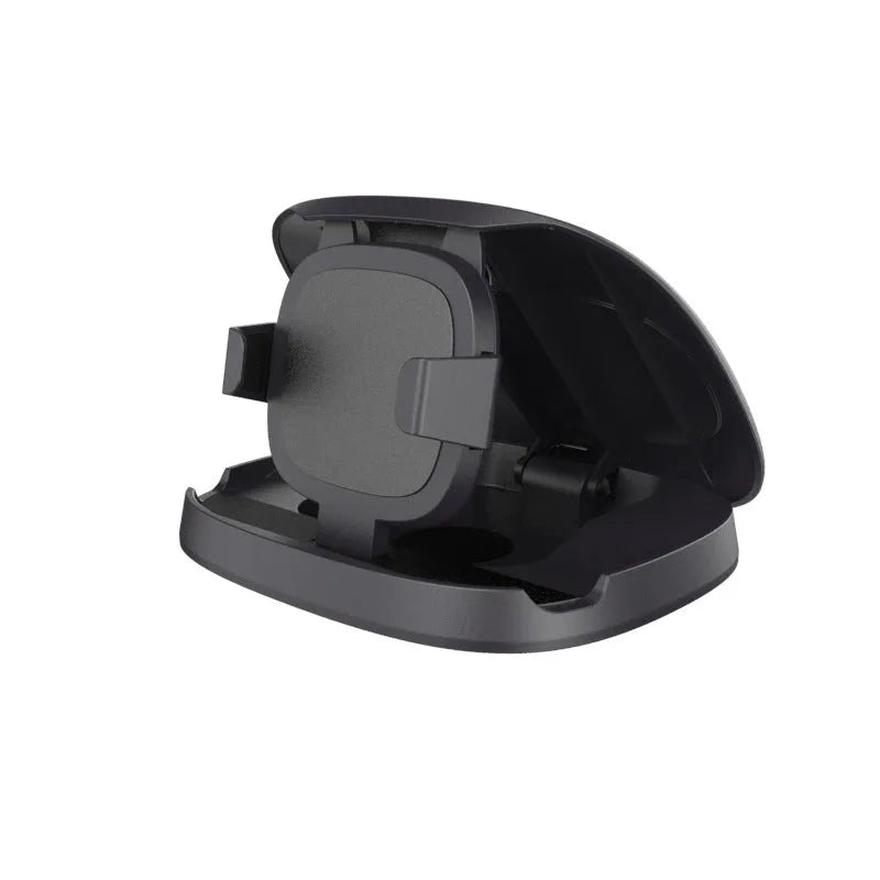 Black rotating car phone mount with suction cup windscreen attachment showing 360-degree adjustment capability