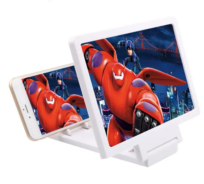 Mobile phone screen amplifier stand with 3D effect in black and white colour options
