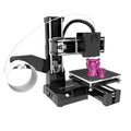 K9 Mini FDM 3D Printer in black or blue, showing compact design with 100mm print bed for PLA toy and model creation.