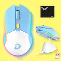 Lightweight wireless wired game mouse with USB connector and mouse pad in green