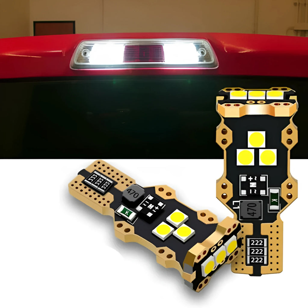 T15 automotive reverse light bulb with white 6000K colour temperature and PVC housing