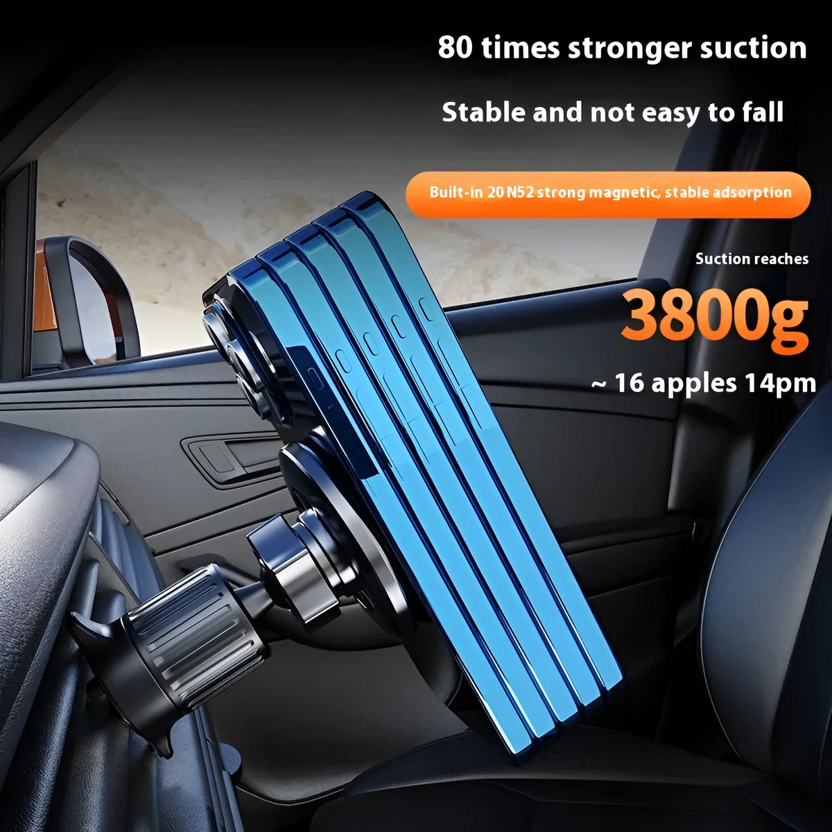 YC19 magnetic car phone holder bracket with suction cup for dashboard air vent