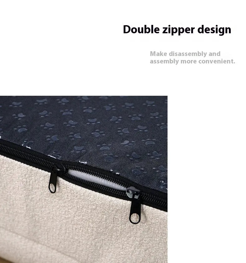 Beige rectangular cloth dog sofa bed pet nest with padded sides
