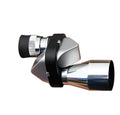 Compact black aluminium alloy 8x20 pocket monocular telescope with folded eyecup, shown with canvas carry bag and lens cloth.