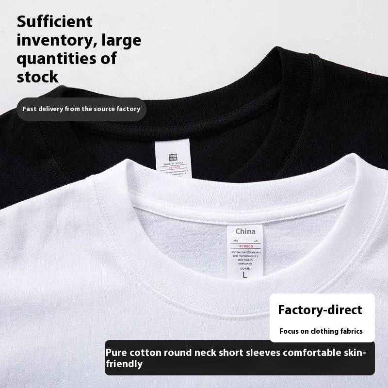 Men's solid black loose-fit pure cotton round neck T-shirt on a hanger.