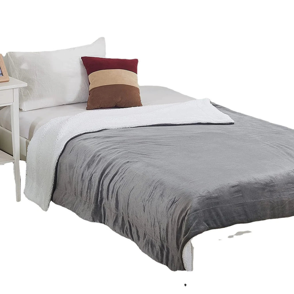 USB electric heating blanket in grey, brown or white colours showing flannel fabric texture