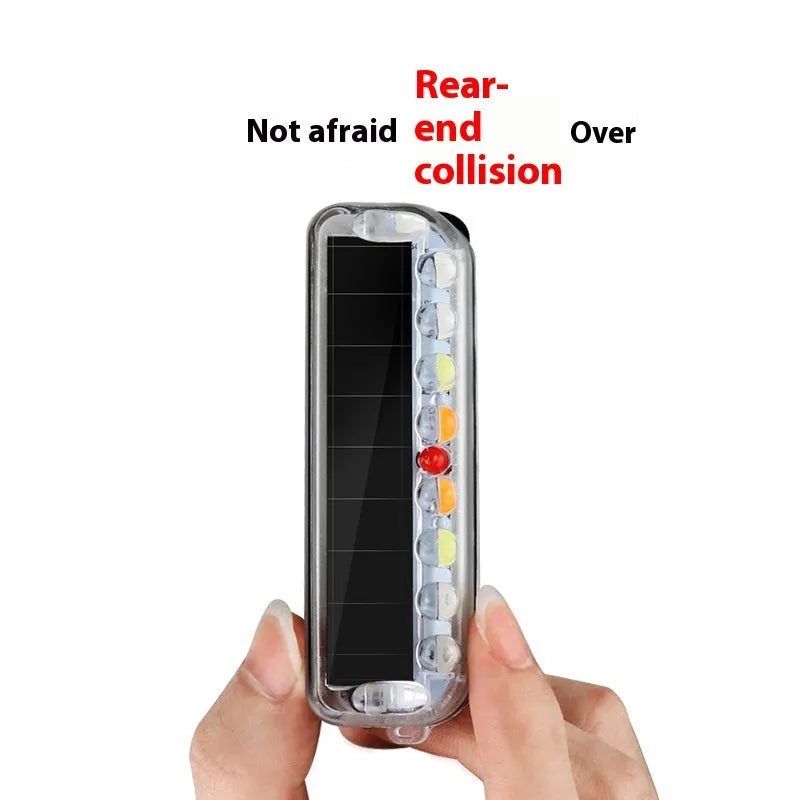 Solar power vehicle anti-collision strobe light, 80x2.5mm, ABS, blue red white colours