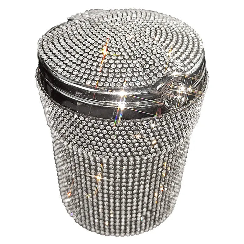 Creative covered diamond inlaid car ashtray with rhinestone finish, 7.5cm size, multi-colour option