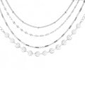 4-pack geometric bracelet set in gold or silver, tube chain disc lace styles, 16cm plus 5cm extension