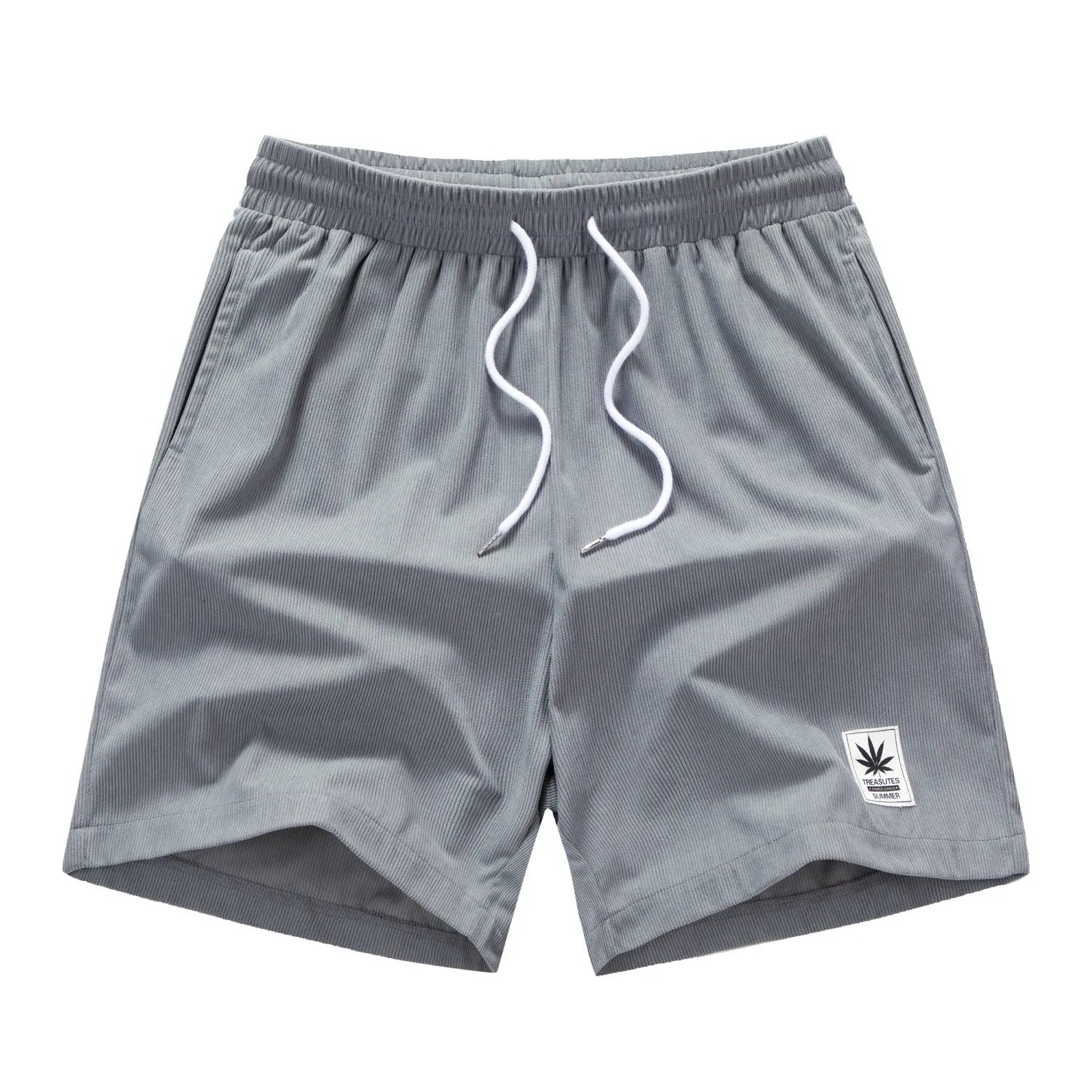 Men's black drawstring summer shorts with straight legs and micro-elastic polyester fabric