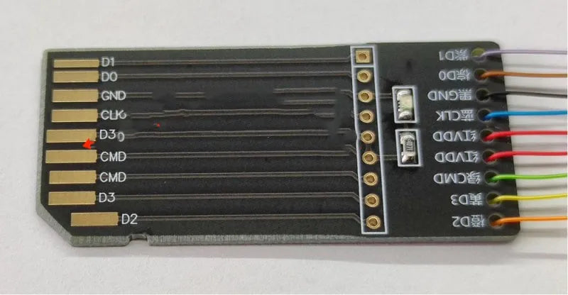 EMMC read and write tool for car audio host maintenance with SD card connector
