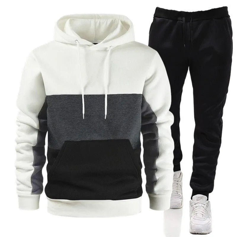 Men loose fit leisure set hoodie and joggers in army green colour