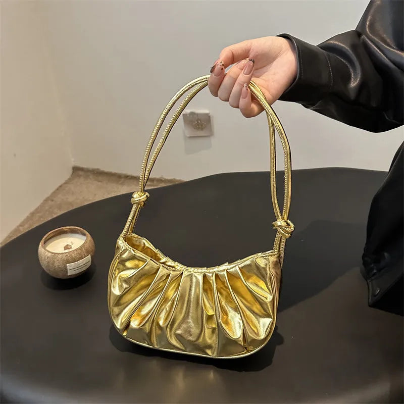 Korean style horizontal square messenger bag in black, gold, purple or silver with file organisation