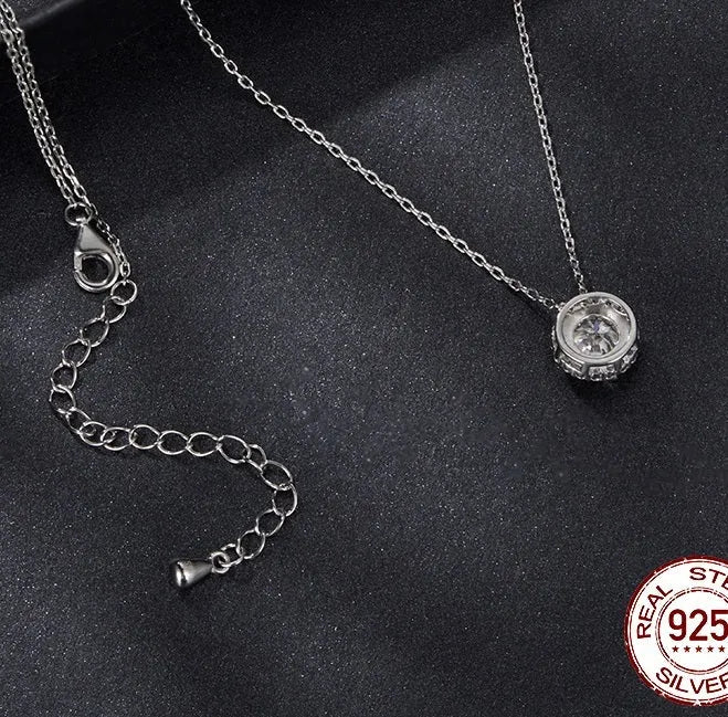 S925 silver clavicle chain necklace on a woman, O-ring chain, adjustable length 21-50cm, electroplated finish