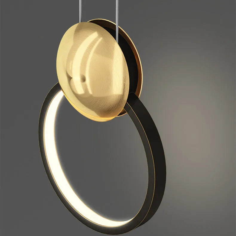 All copper fishing line LED chandelier in black with adjustable height for bedroom study