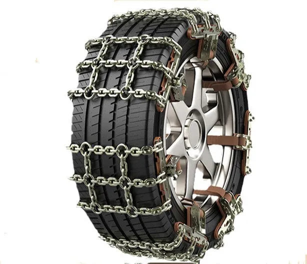 Steel car tyre anti-skid chain strips for snow emergency use, fitting sedan and SUV tyres 165-265mm width