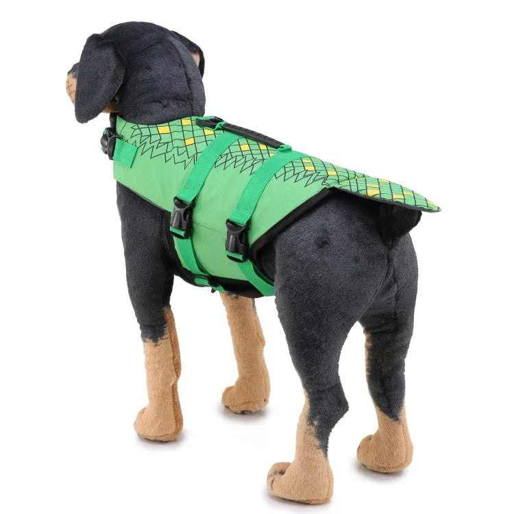 Dog life jacket pet swimsuit in polyester, sizes S M L, ten colours including black blue pink red yellow