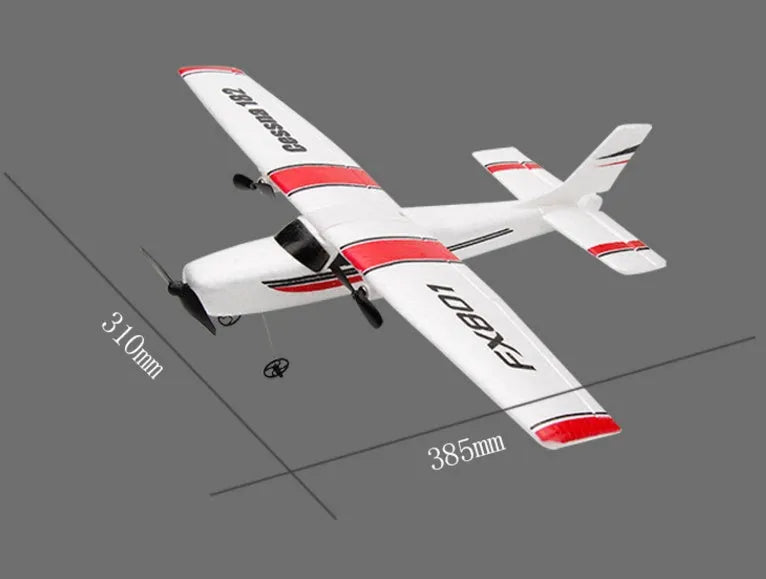 DIY Cessna 182 remote control glider in white and blue EPP foam with landing gear and remote control