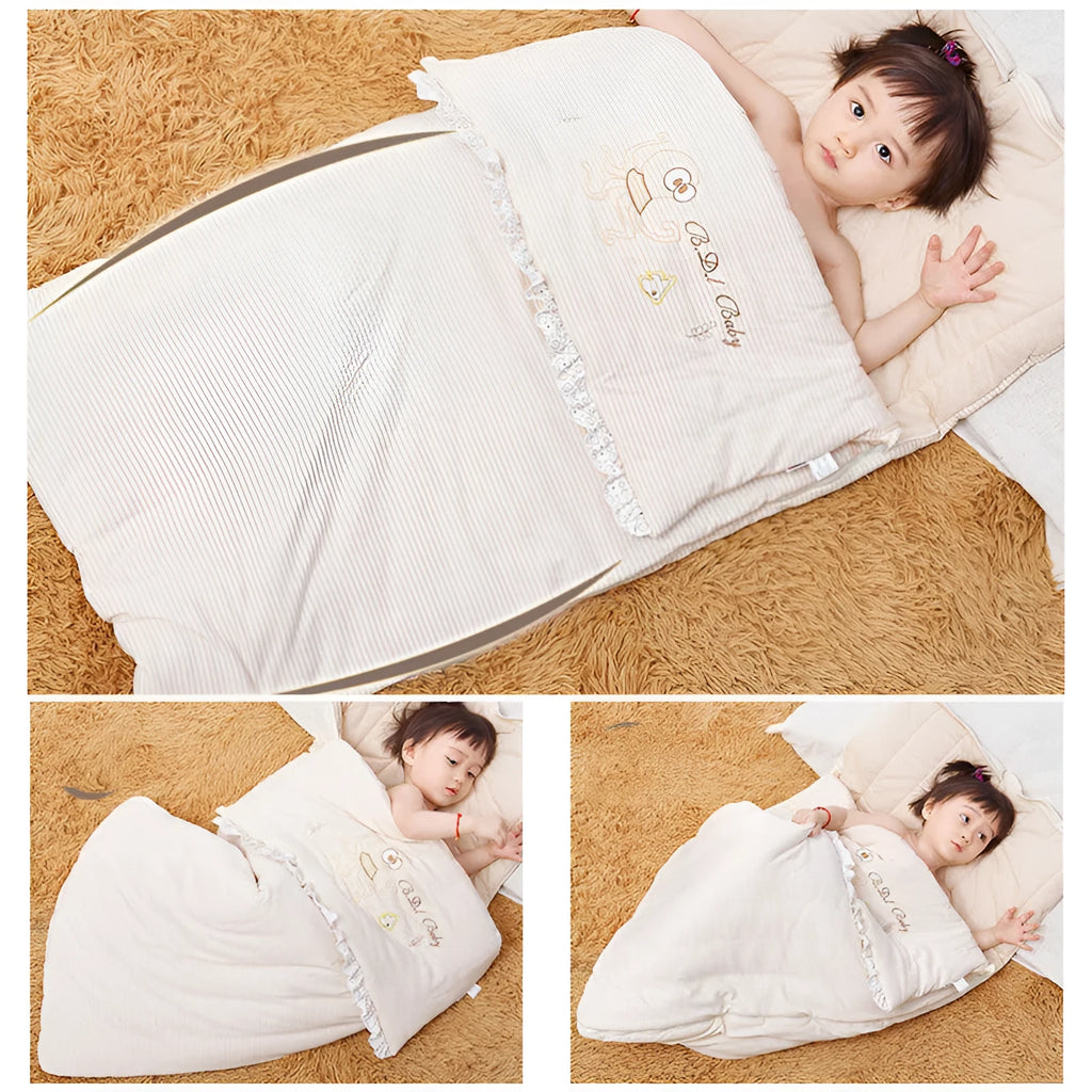 Envelope baby sleeping bag in colour cotton with pure cotton lining, 115 cm length, for infant and toddler sleep