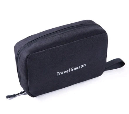 Versatile Travel Organizer: Multifunctional makeup bag with hanging hook, multiple pockets, and foldable design for compact storage