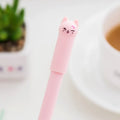Cute pendulum cat gel pen with swinging charm, 0.5mm tip, shown in multiple ink colours.