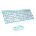 Fashion wireless keyboard and mouse set in blue, full-size with numeric keypad and 2.4G nano receiver