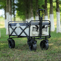 Outdoor lightweight camping folding small trailer with 600D Oxford cloth, 100L capacity, eight-inch PU off-road wheels in beige