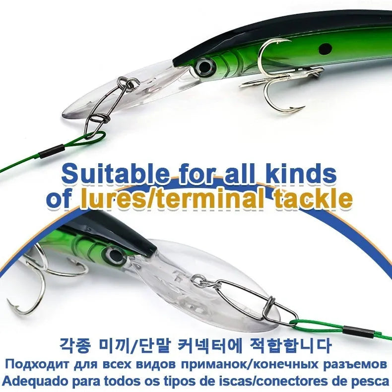 54cm anti-bite steel wire fishing accessories with double buckle pins in green, black and red colours