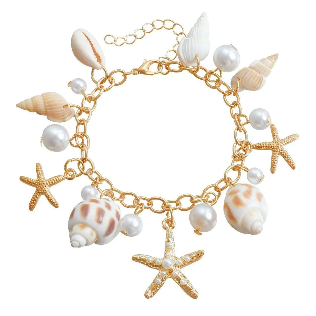 Women's alloy star charm waist chain and matching bracelet jewellery set on white background