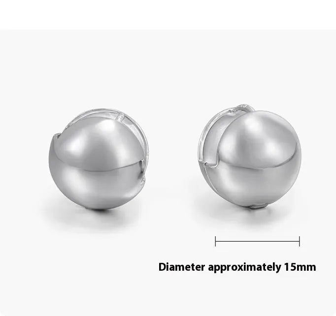 Pair of 925 sterling silver hip-hop style stud earrings for men and women on white background