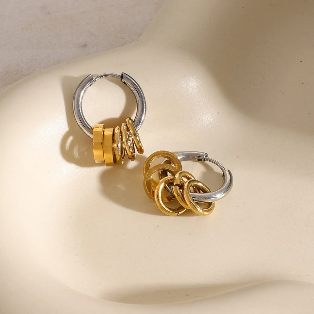 Stainless steel colour matching earrings with electroplated finish in ins style design