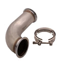 Stainless steel V-clamp pipe fitting with short downpipe extension for plumbing