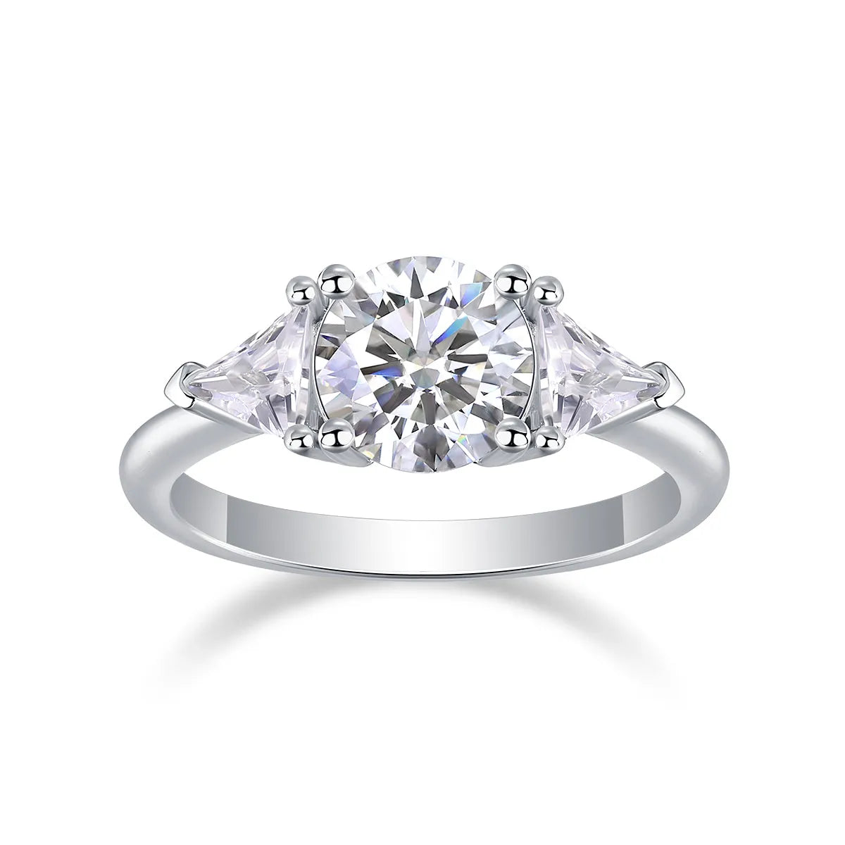 Ocean Diamond 2-carat moissanite wedding ring set in gold-plated S925 silver on a white background